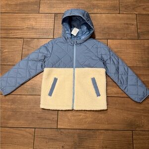 Crewcuts Blue and Cream Puffer Jacket